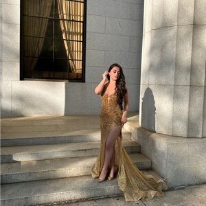 Gold prom dress